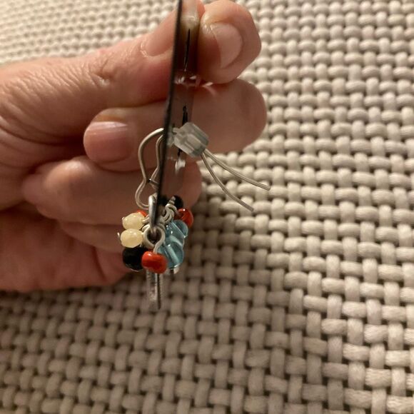 0022- Chico's Silver and Multicolor Beaded Earrings - Picture 3 of 4